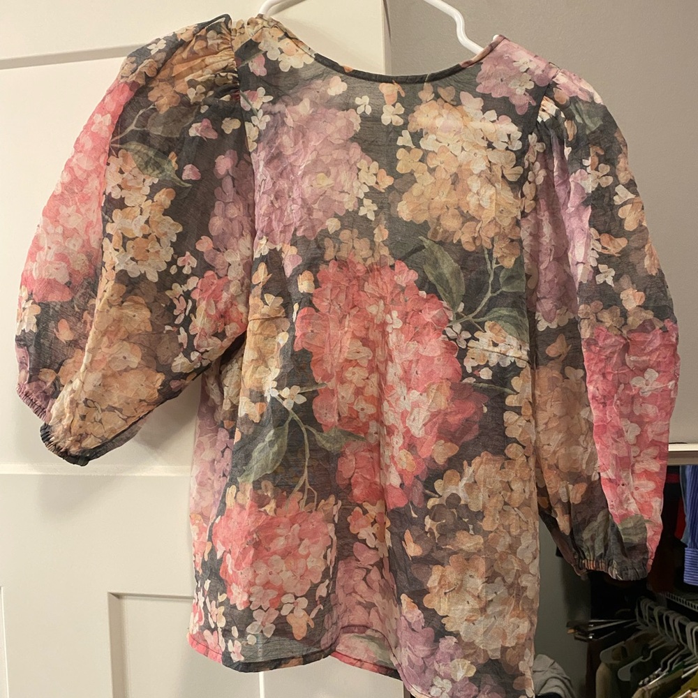 H&M floral blouse with back tie detail